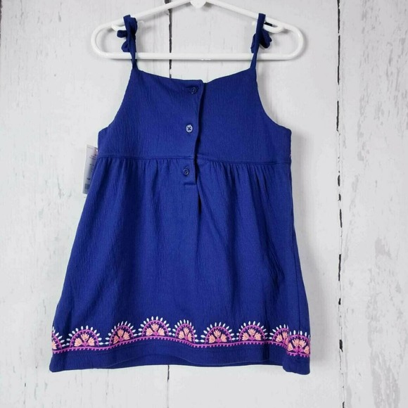 Carters Girls Top Bundle Size 4-5 Sleeveless Tank Embroidered White Blue Pink - Picture 3 of 5